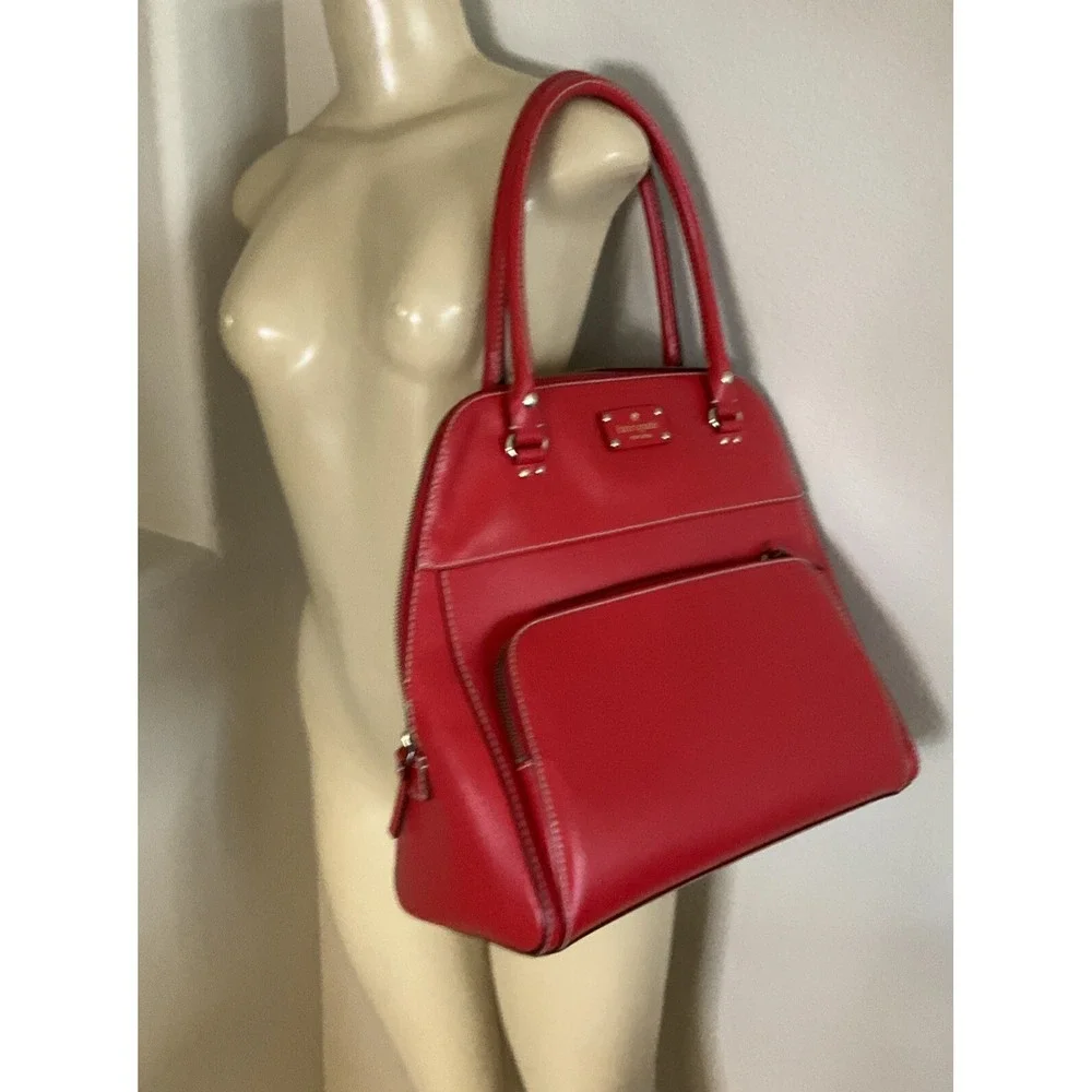 Kate Spade Wellesley Windsor‎ Maeda Red Leather Satchel Rolled Top Handle Bag